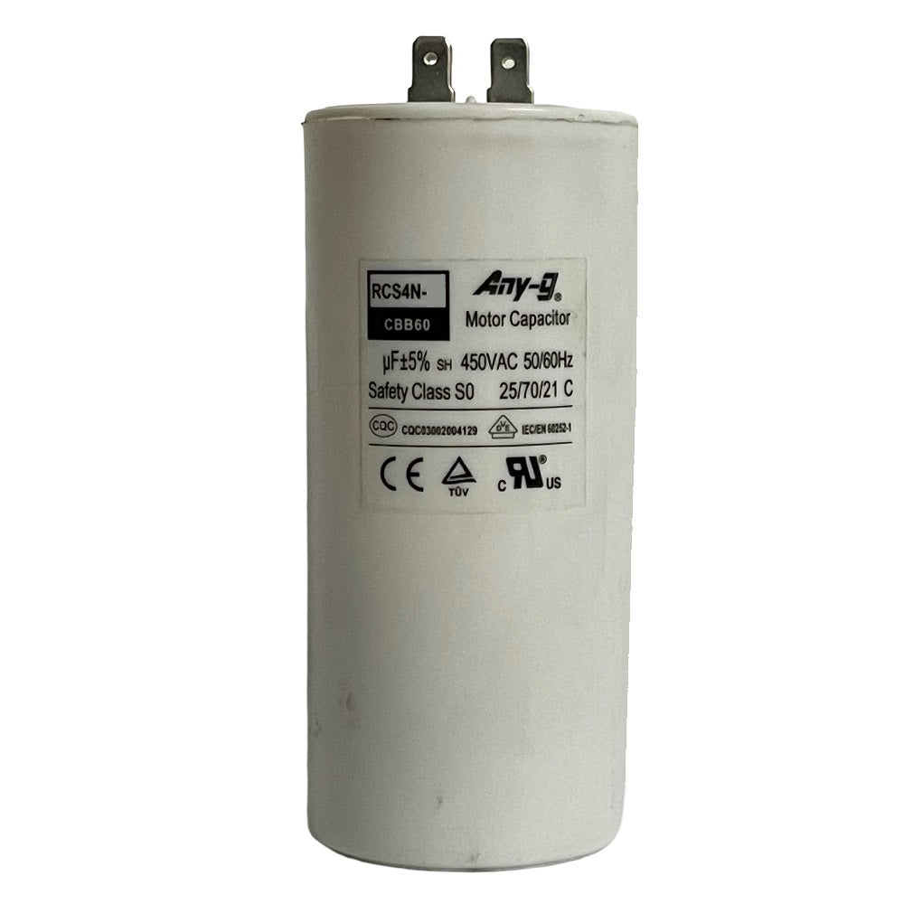 Run capacitor 45uF 450V plastic (50x102) S0 with 6.3mm terminals (no mounting bolt) (replaces CAP-RCS4-45)