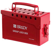 Red portable group padlock box