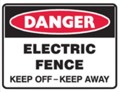 Danger electric fence keep off - keep away metal sign 225x300mm