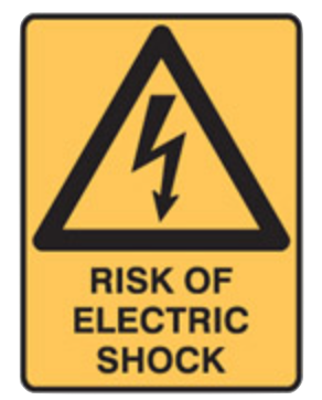 Warning Sign - Risk Of Electric Shock - H250mm x W180mm - Self Adhesive