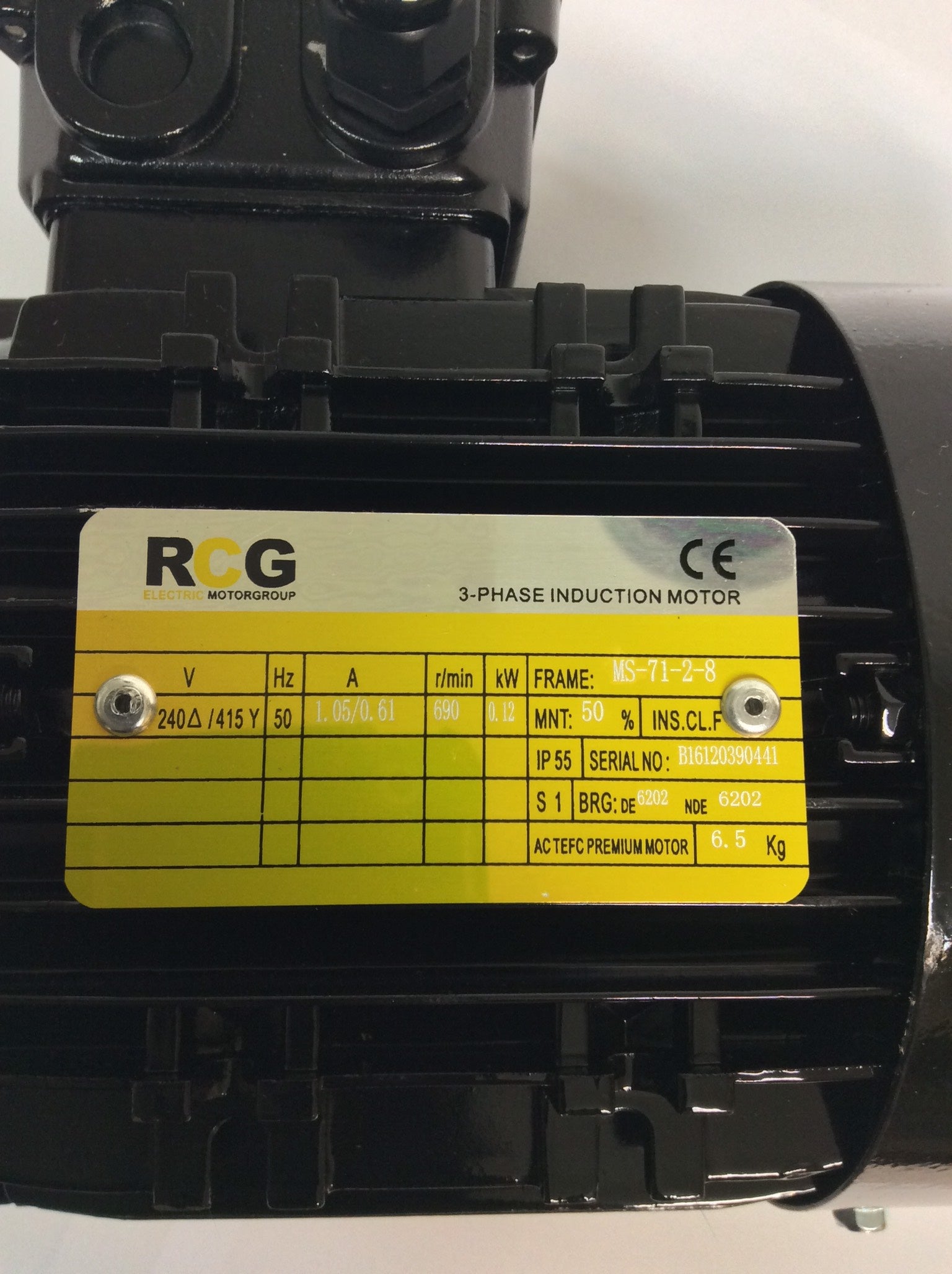 RCG alloy D71 0.12kW 8p TEFC F B3 foot mount 415/3/50 - 14mm shaft