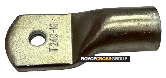 Copper crimp lug, 240mm cable, 10mm stud - sold per 1 (order 12 for a box)