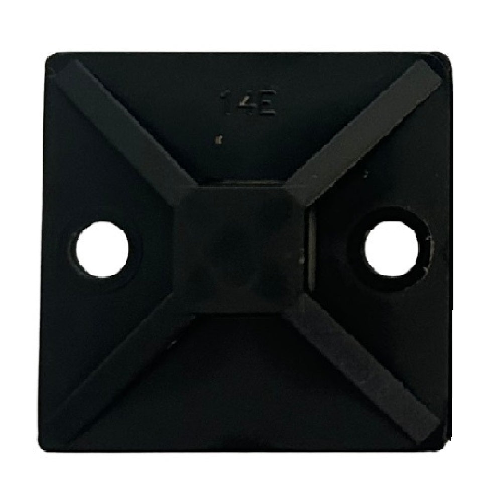 Self-Adhesive Cable Tie Base, 38mm x 38mm, 8.9mm Max Cable Tie Width, Black - 100 Pack