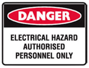 Danger Electrical Hazard Authorised Personnel Only Labels - H95mm x W125mm - 5 Pack