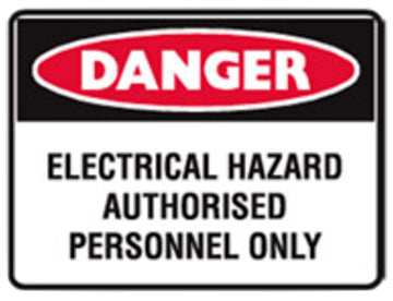 Danger Electrical Hazard Authorised Personnel Only Labels - H95mm x W125mm - 5 Pack